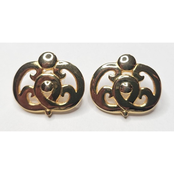 Vintage Givenchy Gold Tone Stud Earrings - Picture 1 of 4